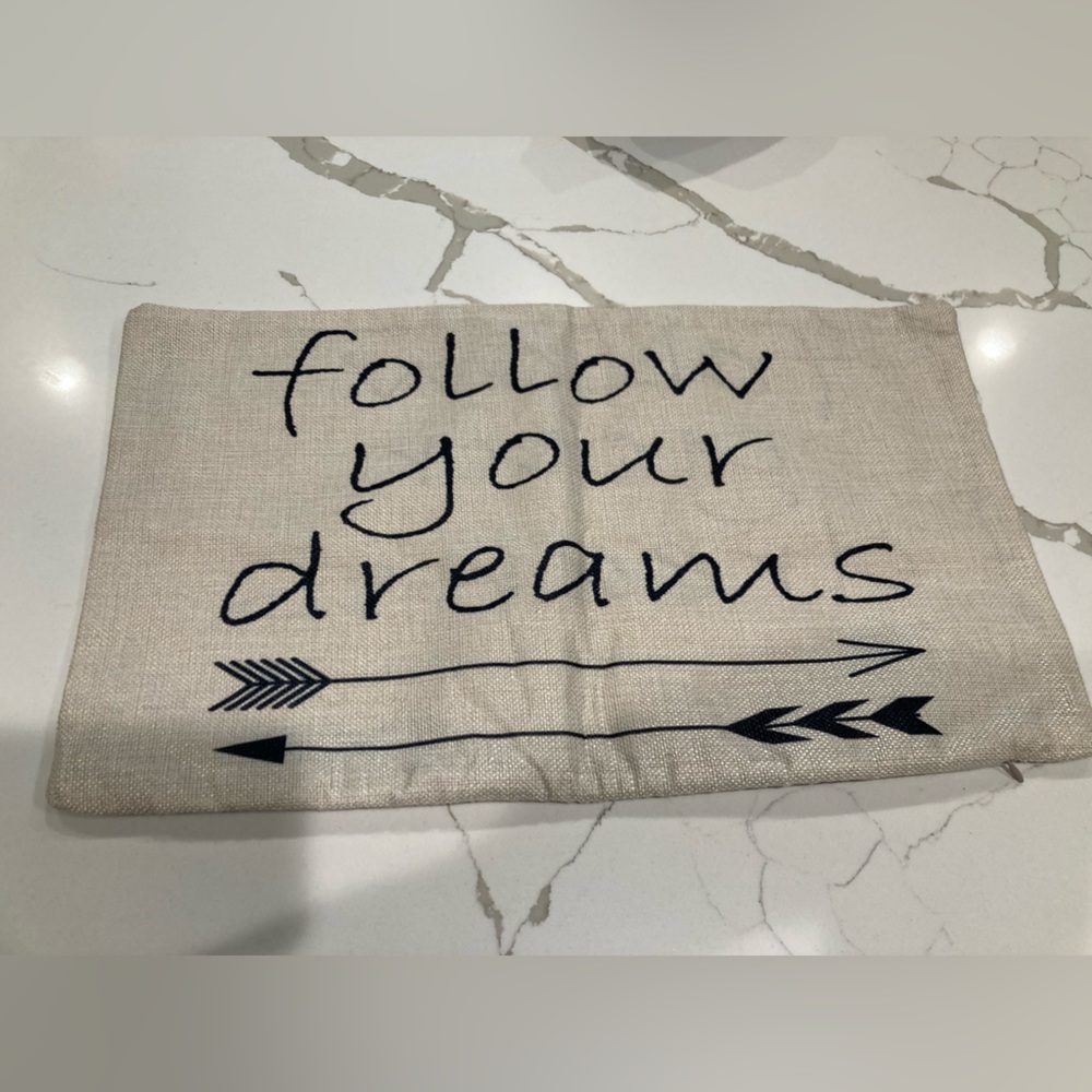 Amazon accent throw pillow cover sham zip follow your dreams arrow black cream